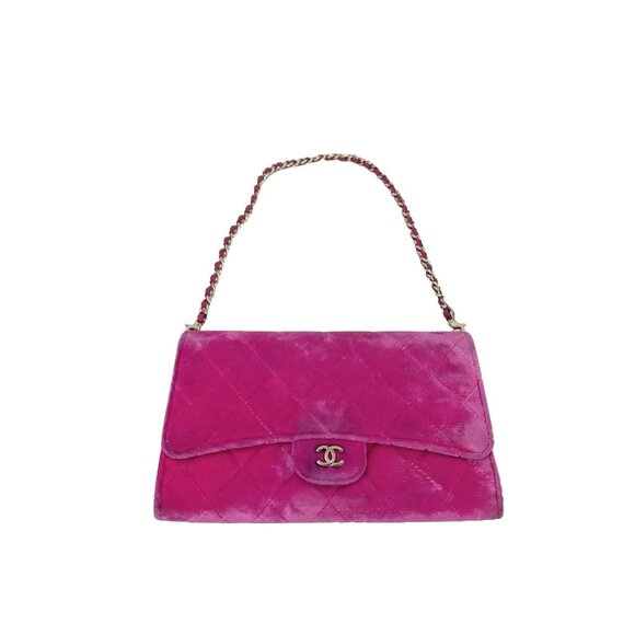 Chanel Velvet Quilted Timeless Fuchsia Wallet on a Chain Clutch Bag - Picture 14 of 16